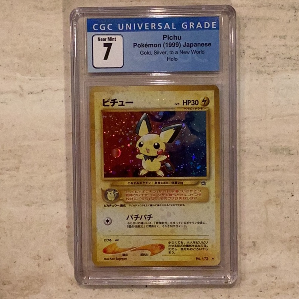 Pichu 1999 Pokemon Holo Japanese No. 172 Gold CGC 7 Graded Pokemon Card #172 TCG - Picture 7 of 8